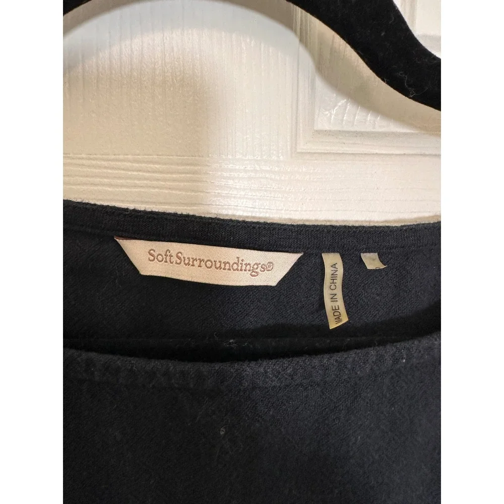 Soft Surroundings Black Cotton Boat Neck High Low Top Style 25695 Mens - Picture 2 of 5